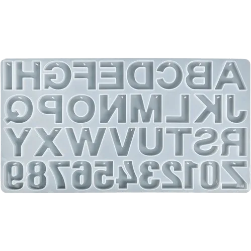 Alphabet Letter Mold for Resin – A-Z & 0-9 Silicone Mold for Keychains, Name Tags & DIY Crafts (With Holes)