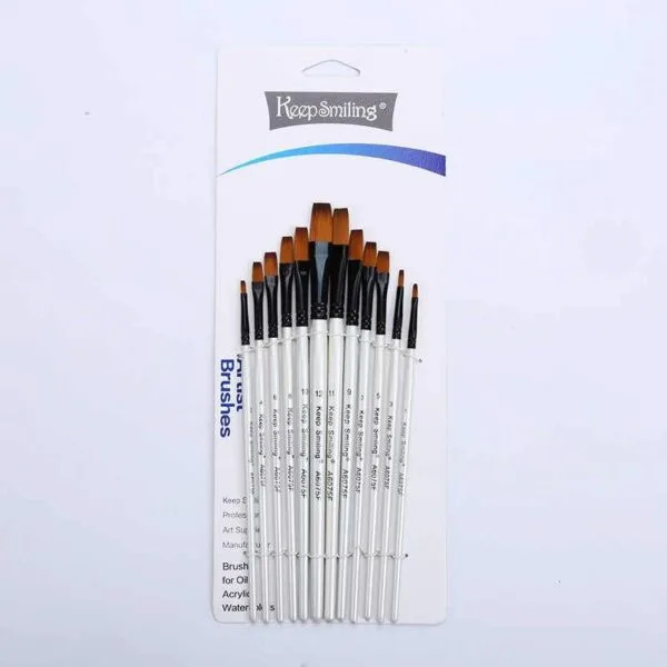 Bomeijia Artist Pearl White Flat Brush | Set of 12