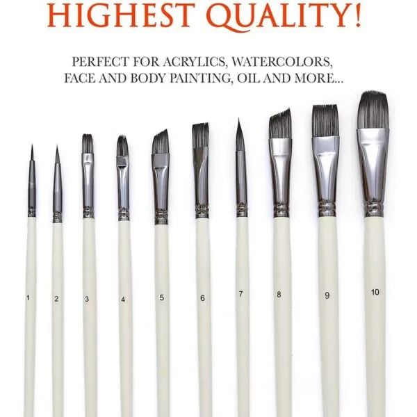 Professional Artist White Pearl Mix Brush | Set of 10 - Image 7