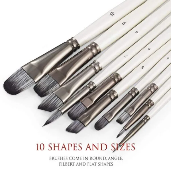 Professional Artist White Pearl Mix Brush | Set of 10 - Image 2
