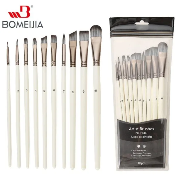 Professional Artist White Pearl Mix Brush | Set of 10