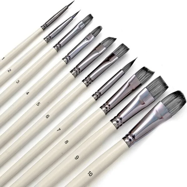 Professional Artist White Pearl Mix Brush | Set of 10 - Image 4
