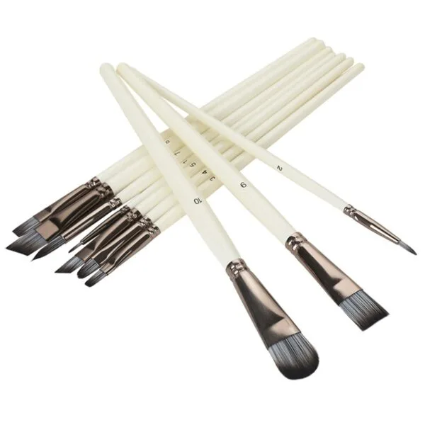 Professional Artist White Pearl Mix Brush | Set of 10 - Image 5