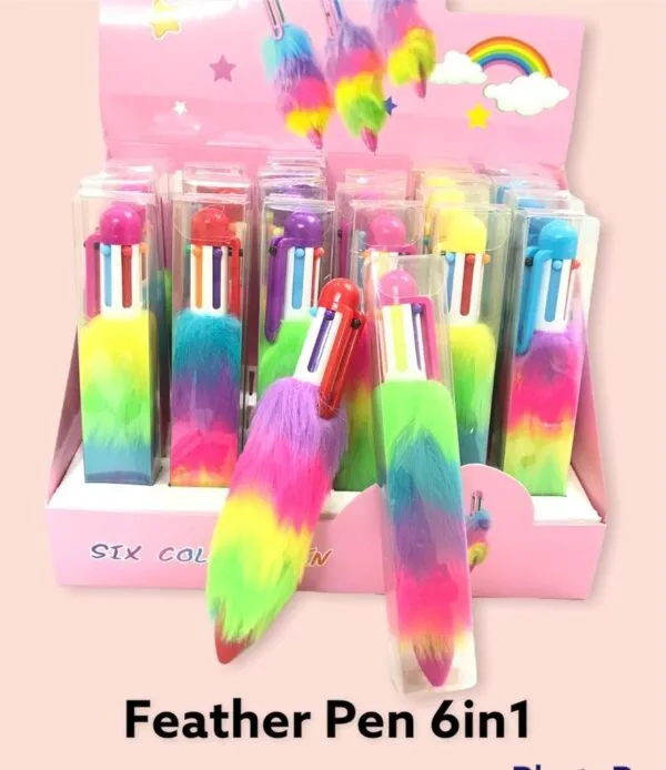 Rainbow Feather 6 in 1 Ball Pen | 1 Piece - Image 2