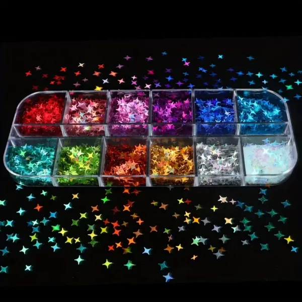 Holographic Star Sequins for Resin Crafts - Shiny Four-Pointed Glitter Flakes, DIY Epoxy Filler & Pendant Making Kit - Image 6