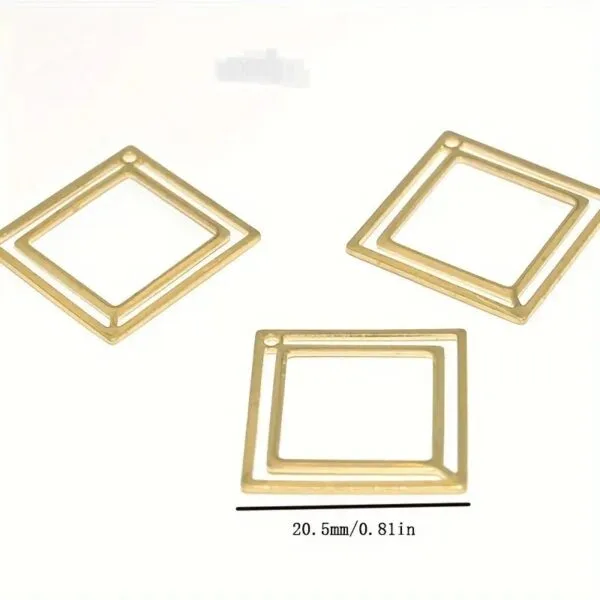 Mini Flat Double Square Earring Pendant | 20.5 mm | Set of 2 - Image 4