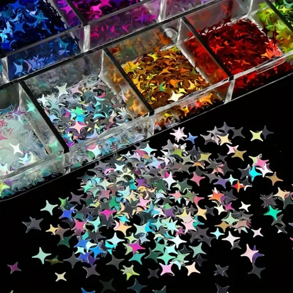 Holographic Star Sequins for Resin Crafts - Shiny Four-Pointed Glitter Flakes, DIY Epoxy Filler & Pendant Making Kit - Image 7