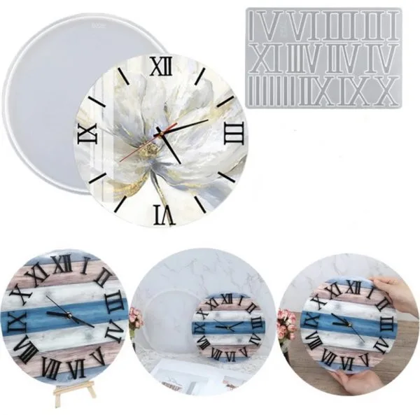 DIY Silicone Clock Mold Kit - Round Roman / Arabic Numerals, Epoxy Resin Casting for Home Decor - Image 4