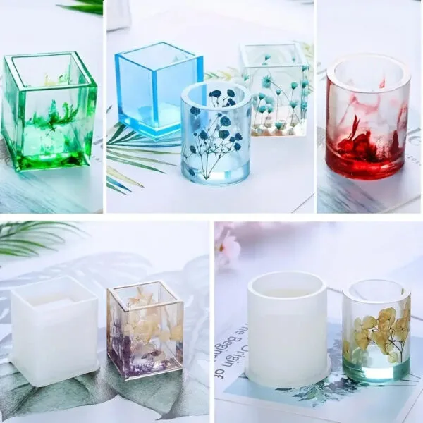 Pen Holder & Makeup Brush Organizer Mold | Round / Square | DIY Resin Crafts - Image 2