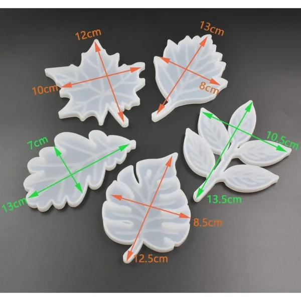 Leaf Silicone Mold Set of 5 – Resin Art - Image 3