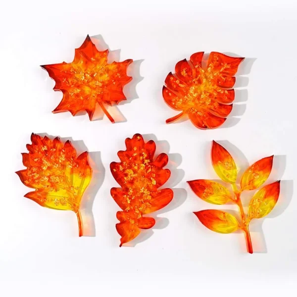 Leaf Silicone Mold Set of 5 – Resin Art - Image 2